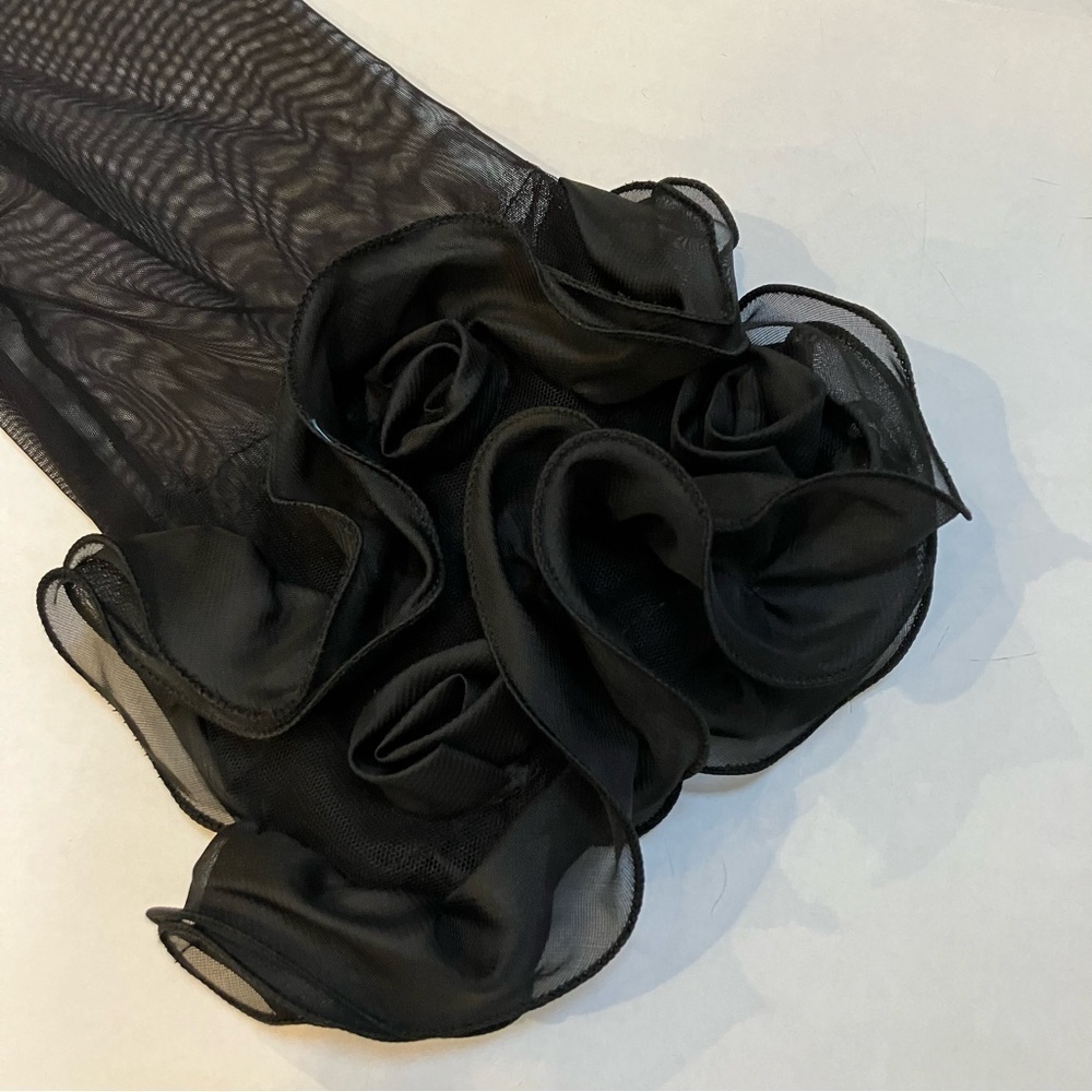Nina Leonardo Black Dress With Sheer Sleeves size XL - Picture 4 of 10
